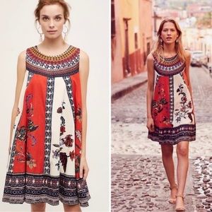 Maeve Red Floral Sleeveless Cirque Swing Dress